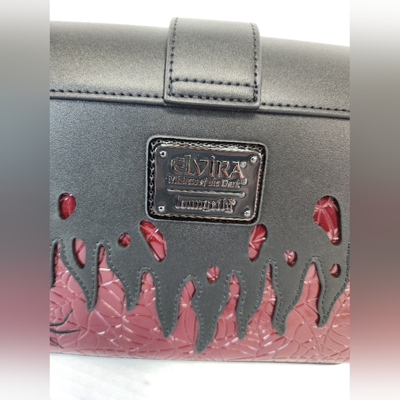 Loungefly Elvira Mistress Of The Dark Crossbody NWT Red/Black Spiderweb Goth - Picture 9 of 16